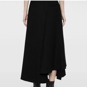 JNBY x Art Basel Black Asymmetrical Wool Blend Midi Skirt With Pockets